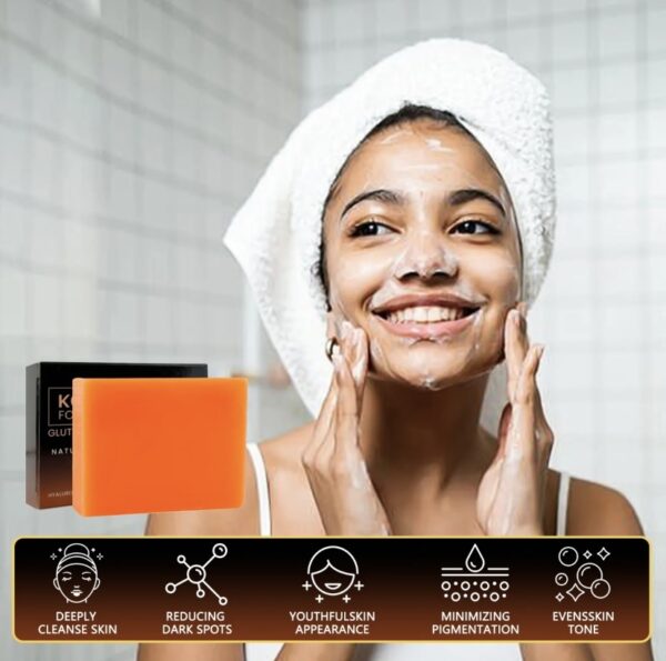 Organic Turmeric Soap Bar For Face, Kojic Acid Soap For Hyperpigmentation, Premium Japanese Formulated Kojic Soap Enriched With Vitamin C, Retinol, Collagen - Image 2