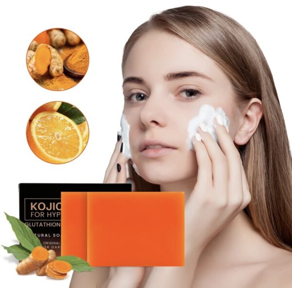 Organic Turmeric Soap Bar For Face, Kojic Acid Soap For Hyperpigmentation, Premium Japanese Formulated Kojic Soap Enriched With Vitamin C, Retinol, Collagen - Image 4