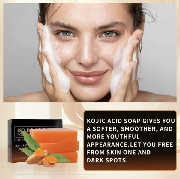 Organic Turmeric Soap Bar For Face, Kojic Acid Soap For Hyperpigmentation, Premium Japanese Formulated Kojic Soap Enriched With Vitamin C, Retinol, Collagen - Image 5