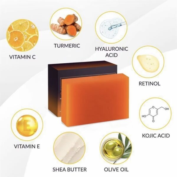 Organic Turmeric Soap Bar For Face, Kojic Acid Soap For Hyperpigmentation, Premium Japanese Formulated Kojic Soap Enriched With Vitamin C, Retinol, Collagen - Image 6