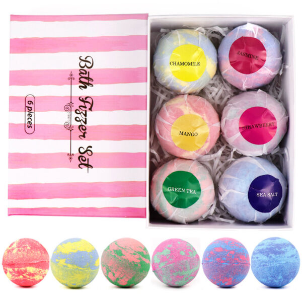 6 pcs Organic Bath Bombs Bubble Bath Mint Lavender Rose Flavor - Image 5