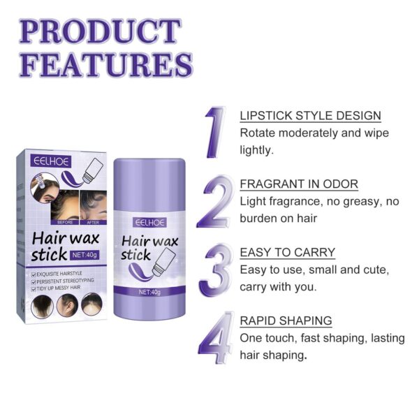 EELHOE Hair Wax Stick Broken Hair Polishing Hair Wax Stick Small Broken Hair Hair Finishing Broken Hair Styling Cream Haircare Gel Haircare - Image 2