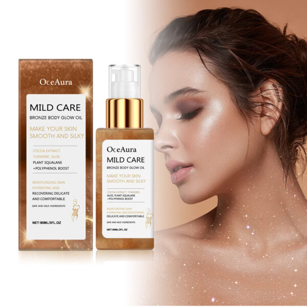 OceAura Bronze Body Glitter Oil Glitter Bronzer Rose Gold Highlighter Waterproof Moisturizing Massage - Image 3