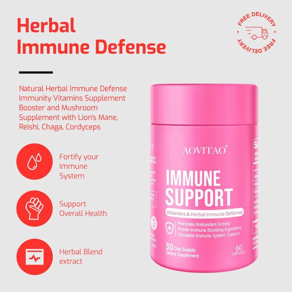 Natural Herbal Immune Defense Immunity Vitamins Supplement Booster And Mushroom Supplement With Lion's Mane, Reishi, Chaga, Cordyceps, Turkey Tail & More - Image 4